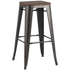 Стул барный TOLIX WOOD черный патина золото Stool Group