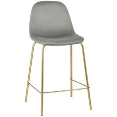 Стул полубарный Валенсия велюр серый золотые ножки Stool Group