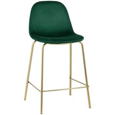 Стул полубарный Валенсия велюр зеленый золотые ножки Stool Group
