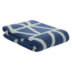 Полотенце жаккардовое банное с авторским дизайном Geometry серо-синее Wild, 70х140 см, Tkano