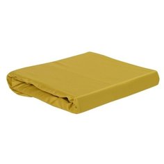 Простыня из сатина горчичного цвета из коллекции Essential, 180х270 см, Tkano