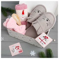 Набор подарочный "Merry catmas" полотенце и акс Этель