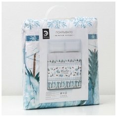Покрывало Этель Winter hygge, 140 х 210 см, белый/голубой