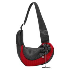 Сумка-переноска для кошек и собак Пижон с креплением для ошейника 11х26х41 см красная