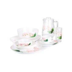 Столовый сервиз Luminarc Pink Orchid P9939, 6 персон, 46 предм., белый/розовый/зеленый
