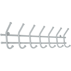 Вешалка настенная Норма 7, 700x165x80мм, металл, 7 крючков, цвет белое серебро ЗМИ