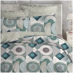 5044/0070 КПБ 2сп Premium HE Daniell green сатин н(2) 50*70, н(2) 70*70 Mona Liza