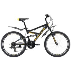 Подростковый горный (MTB) велосипед STARK Rocket 24.2 FS V (2019) черный/оранжевый/голубой (требует финальной сборки)