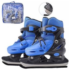 Коньки фигурные Oubaoloon (размер S, 30-34), синие, в пакете (U050129Y)