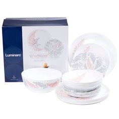 Столовый сервиз Luminarc Cyrus P7083, 6 персон, 19 предм., белый/серый/розовый