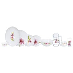 Столовый сервиз Luminarc Water Color P7076, 6 персон, 46 предм., белый/прозрачный/розовый