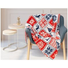 Покрывало Guten Morgen Скандинавская зима, 150 х 200 см, красный/синий