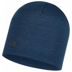 Шапка Buff Heavyweight Merino Wool Hat Solid размер One size, denim