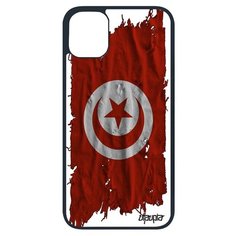 Защитный чехол на смартфон // iPhone 11 Pro // "Флаг Туниса на ткани" Страна Патриот, Utaupia, белый