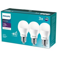 Упаковка светодиодных ламп 3 шт. Philips Essential LED 1CT/12RCA 4000К, E27, A55, 11Вт