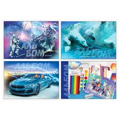 Альбом для рисования 20л., А4, на склейке BG "Mix. Мальчики", 120г/м2, упаковка 14 шт./4 дизайна BG®