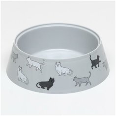 Миска Cats 0,3л, 14,5 x 14,5 x 4 см, серая 1253743 ZOO Plast