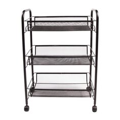 Этажерка (тележка) BRABIX офисно-бытовая 3 яруса, на колесах, металл, черная, 43,5х26х62,5 см, 603751