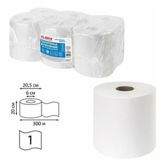 Полотенца бумажные для держателя 1-слойные Лайма M2 Universal White, рулонные, белые, 6 рул/уп