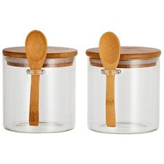 Набор 2 банки Эко 600мл с деревянными ложками Паприка Корица