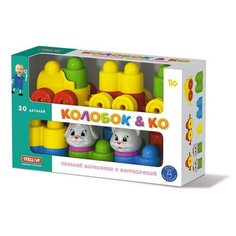 Конструктор «Колобок и компания» 30 деталей с паровозиком Стеллар