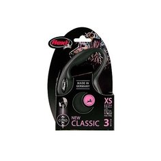 Flexi Поводок- рулетка Black Design cord XS 3m макс 8 kg silver