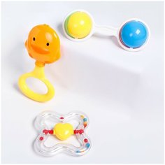 Крошка Я / Игрушка для малышей / Развивающая игрушка / Набор погремушек "Утёнок", от 3 мес 3 шт