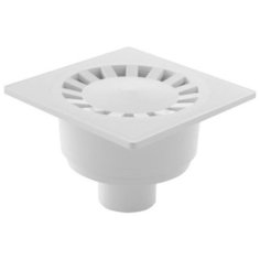 APV-16 ALCAPLAST Сливной трап для душа в пол 150Х150/50, прямая подводка решетка белая, гидрозатвор – мокрый