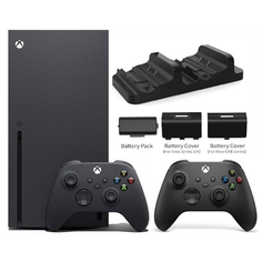 Игровая приставка Microsoft Xbox Series X 1000 ГБ SSD, 2-й джойстик + Зарядная станция + 2 аккумулятора, черный