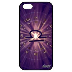 Противоударный чехол для // Apple iPhone 5 5S SE (2016) // "Гороскоп Весы" Каллиграфия Zodiac, Utaupia, фиолетовый