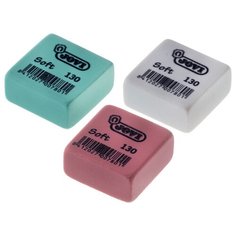Ластик JOVI "Soft", прямоугольный, натуральный каучук, 28,5*28,5*13,5мм, 3 цвета в коробке, 30 штук в упаковке