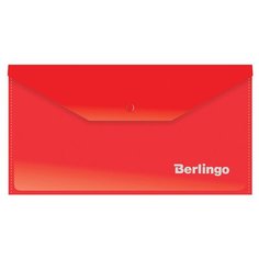 Папка-конверт на кнопке Berlingo, C6, 180мкм, красная, 5 шт.