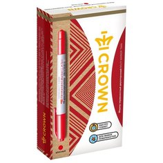 CROWN Маркер перманентный двухсторонний Multi Marker Twin 12 шт. (P-800W), красный
