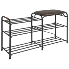 Подставка для обуви 3- х полочная 80 с сиденьем, черный ЗМИ