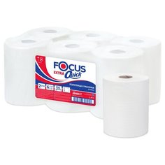 Полотенца бумажные в рулонах Focus Extra Quick, 2-слойные, 150м/рул, втулка 50мм, белые, 6 шт.