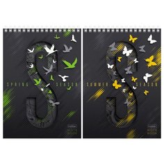 Блокнот А5 80л. на гребне Hatber "Seasons", матовая ламинация, 3D лак, 4 шт.