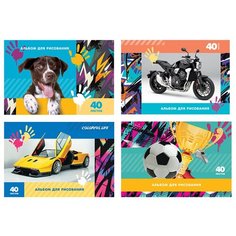 Альбом для рисования 40л., А4, на склейке BG "Mix - Мальчики", 120г/м2, 7шт. BG®