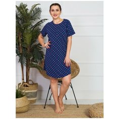 Женское платье домашнее VIENETTA 101001 4418, синий 2XL 52