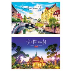 Альбом для рисования 24л., А4, на склейке ArtSpace "Путешествия. See the world", 14 штук в упаковке, 2 дизайна