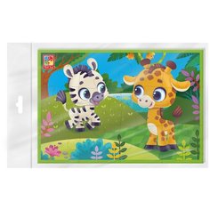 Мягкие пазлы А5 "Зебра и жираф" 12 элементов Vladi Toys