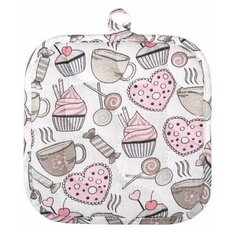 Прихватка "Радушная хозяйка" бязь, Французский десерт; размер 18 х 18 Традиция