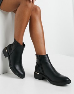 Черные ботинки челси с металлической фурнитурой на каблуке New Look-Черный