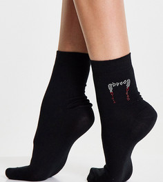 Черные носки до щиколотки с принтом зубов вампира ASOS DESIGN-Черный цвет