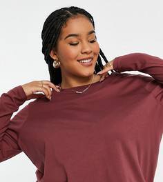 Бордовый лонгслив из материала с добавлением органического хлопка ASOS DESIGN Curve Ultimate-Красный