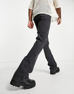Черные выбеленные джинсы клеш ASOS DESIGN-Черный