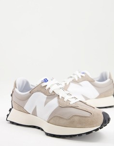 Премиум кроссовки светло-бежевого и белого цветов New Balance 327-Серый