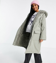 Парка цвета хаки с каскадной драпировкой ASOS DESIGN Maternity-Серый