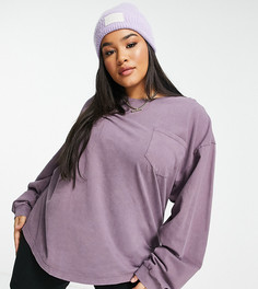 Фиолетовый выбеленный топ в стиле oversized с карманом ASOS DESIGN Curve-Зеленый цвет