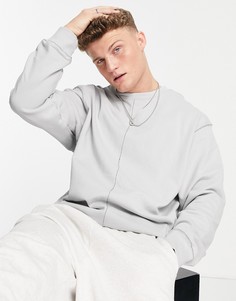 Серый oversized-свитшот с контрастными строчками Topman