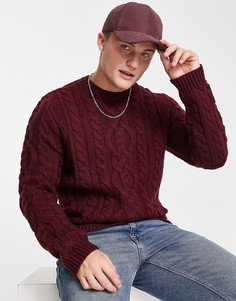 Плотный вязаный джемпер бордового цвета ASOS DESIGN-Красный